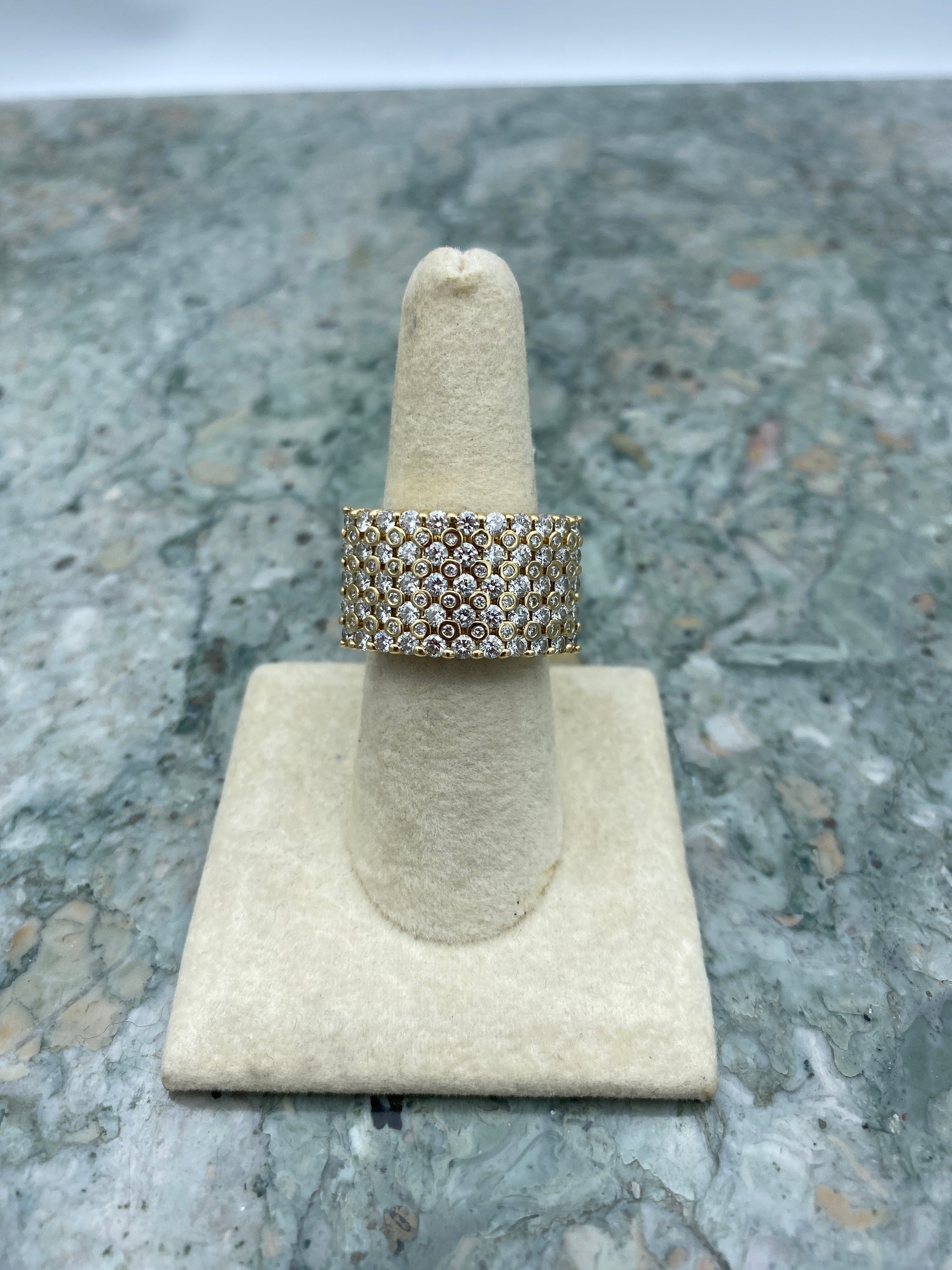 Stunner 14k Gold Wide Pave Diamond Ring Cuff Band 8
