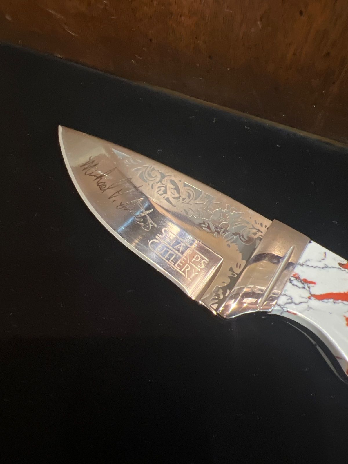 Michael Waddell Bone Collector Red Splash Skinner Knife 2