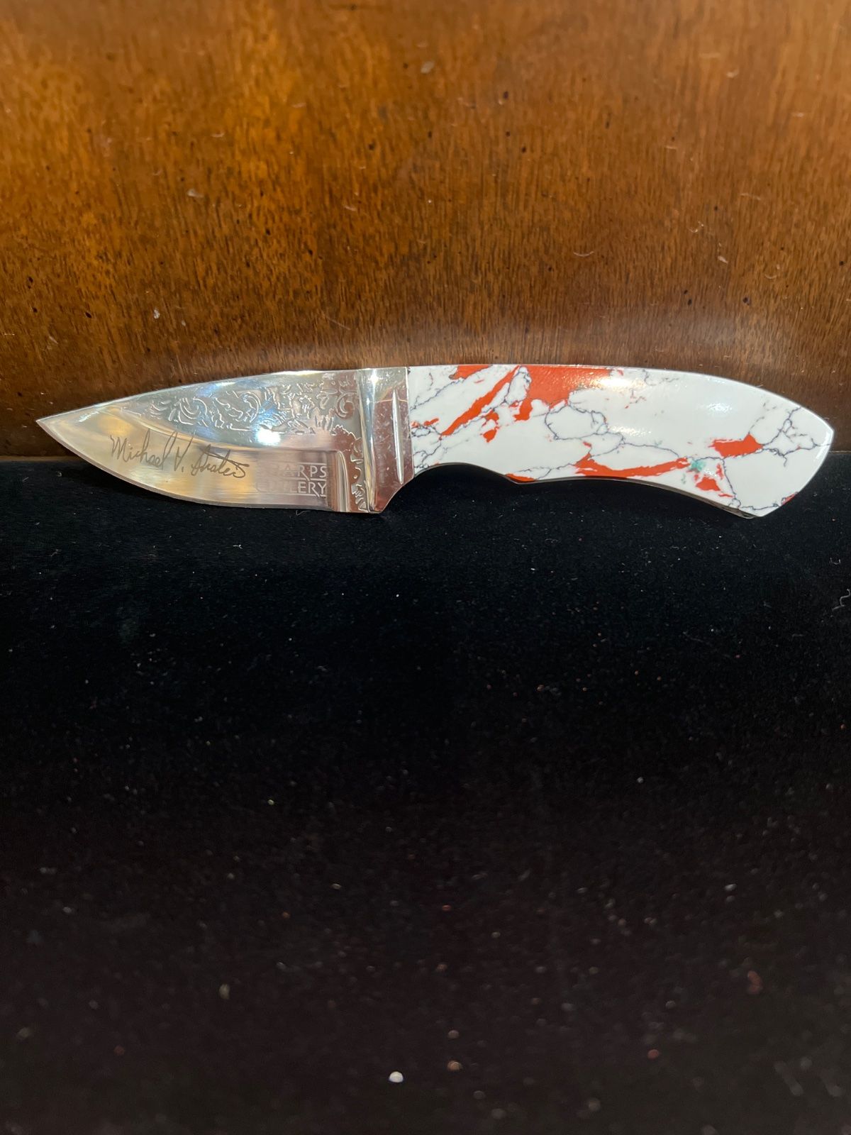Michael Waddell Bone Collector Red Splash Skinner Knife