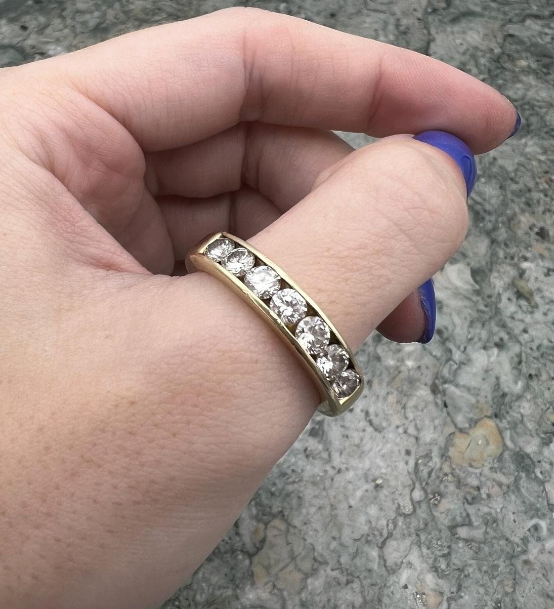 Men's Quality Weighty 14k Gold Bright 1.4ctw Channel Set Diamond Ring Band w Thick Girthy Band #3132 3