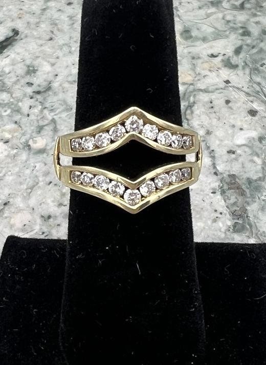14k Gold 1.33ctw Diamond Bridal Ring Guard Slip Ring Band  #3162 2