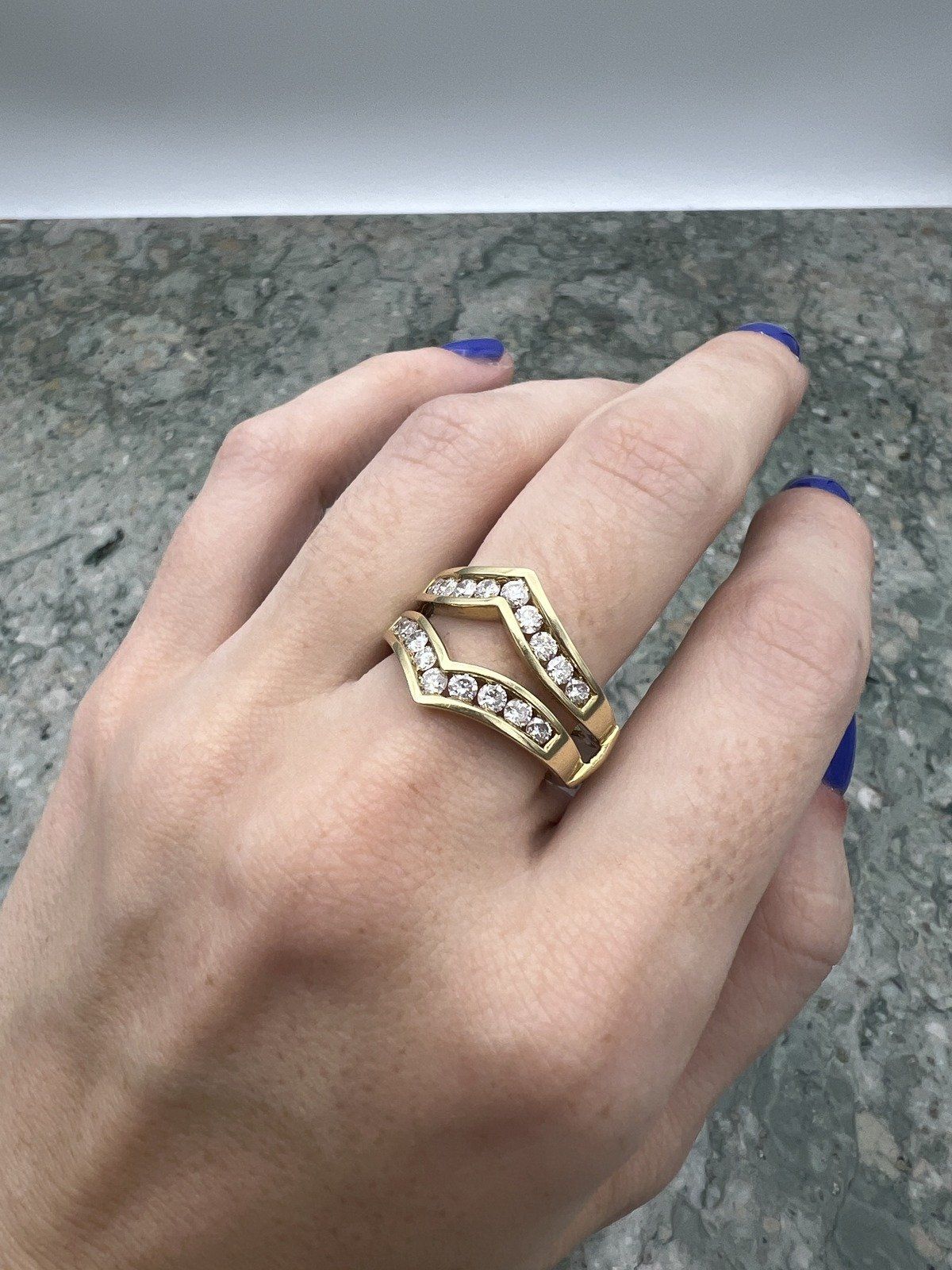 14k Gold 1.33ctw Diamond Bridal Ring Guard Slip Ring Band  #3162 3