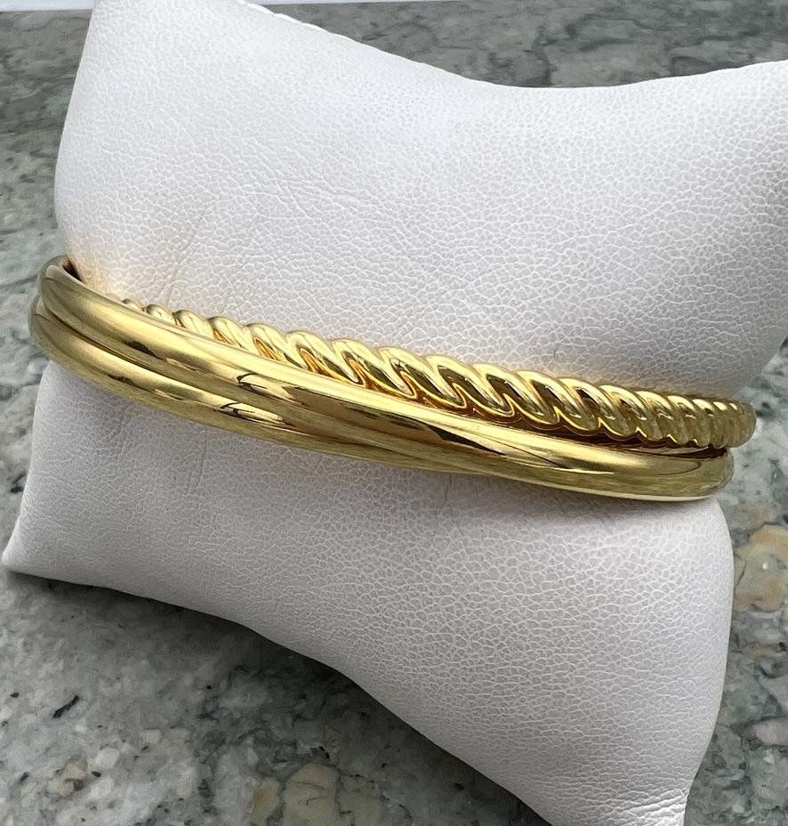 Set of 3 14k Gold Interlocking Resin Filled Bangal Bracelets 2