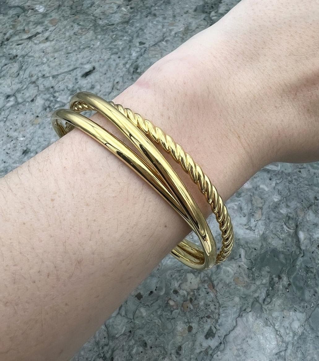 Set of 3 14k Gold Interlocking Resin Filled Bangal Bracelets 3