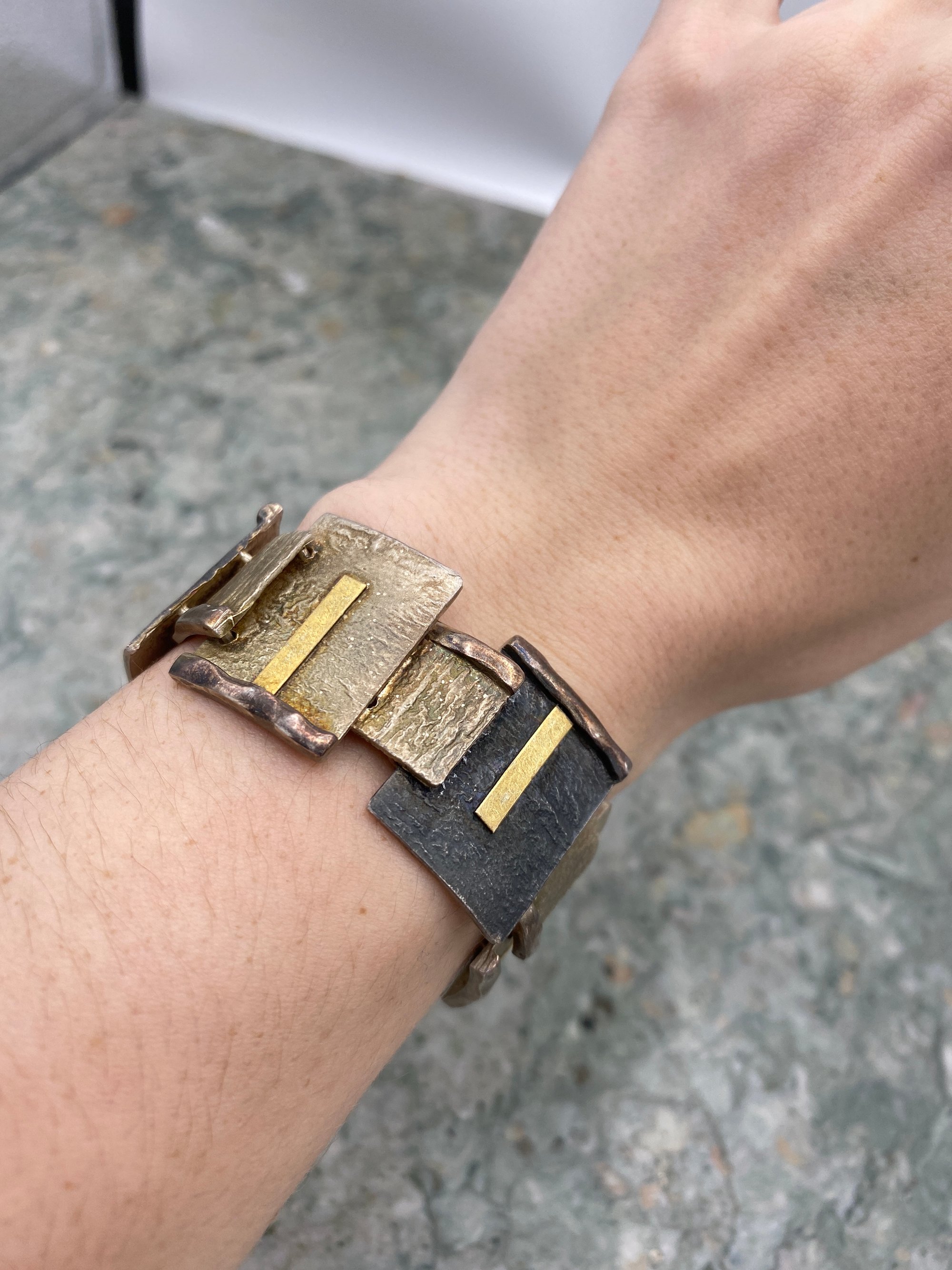 White, Black And Yellow Sterling Silver & 24kt  Audar Collection Link Bracelet 2