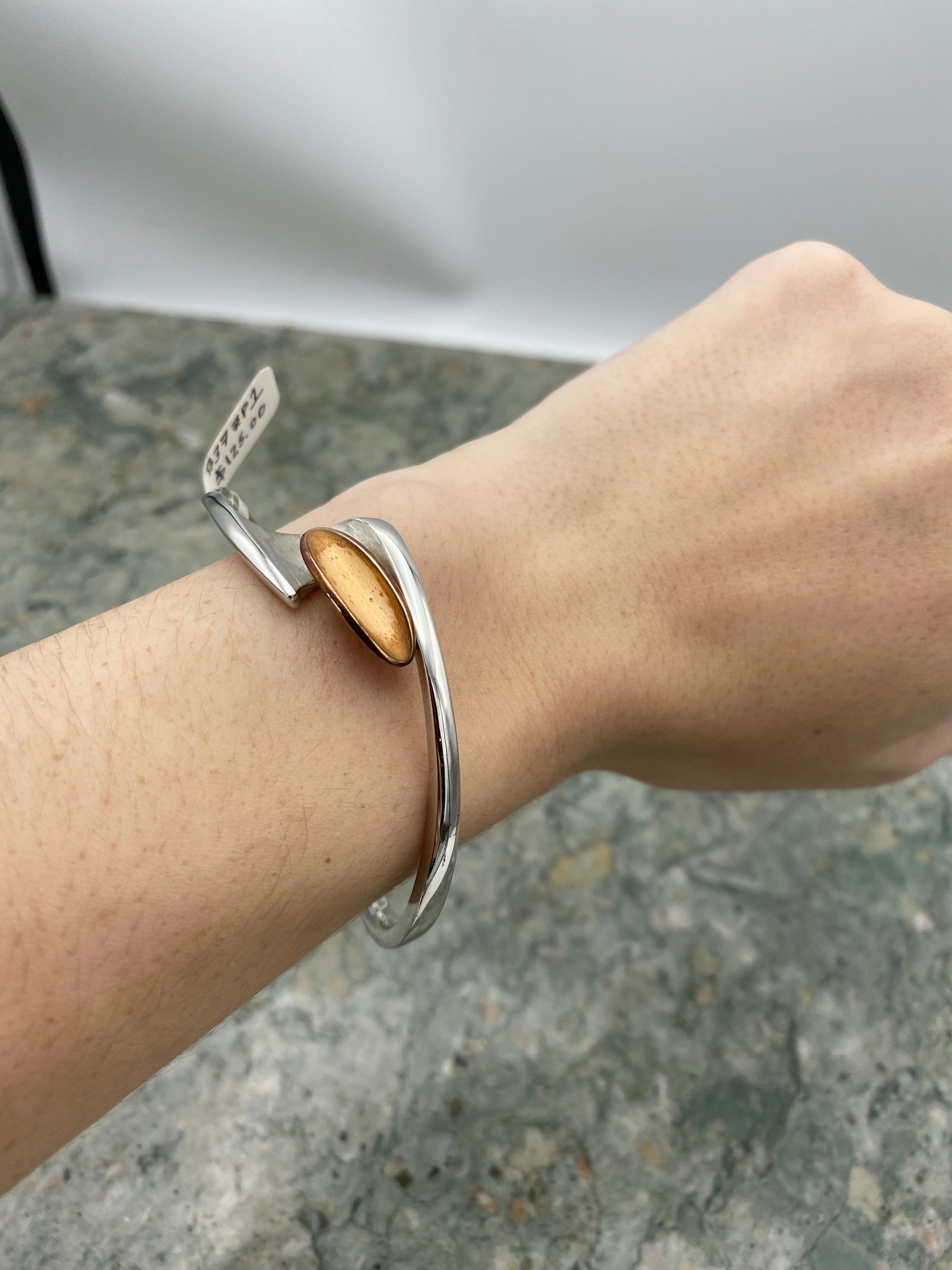 Silver & Rose Sterling Silver Polished and Satin Bangal Braclet 2