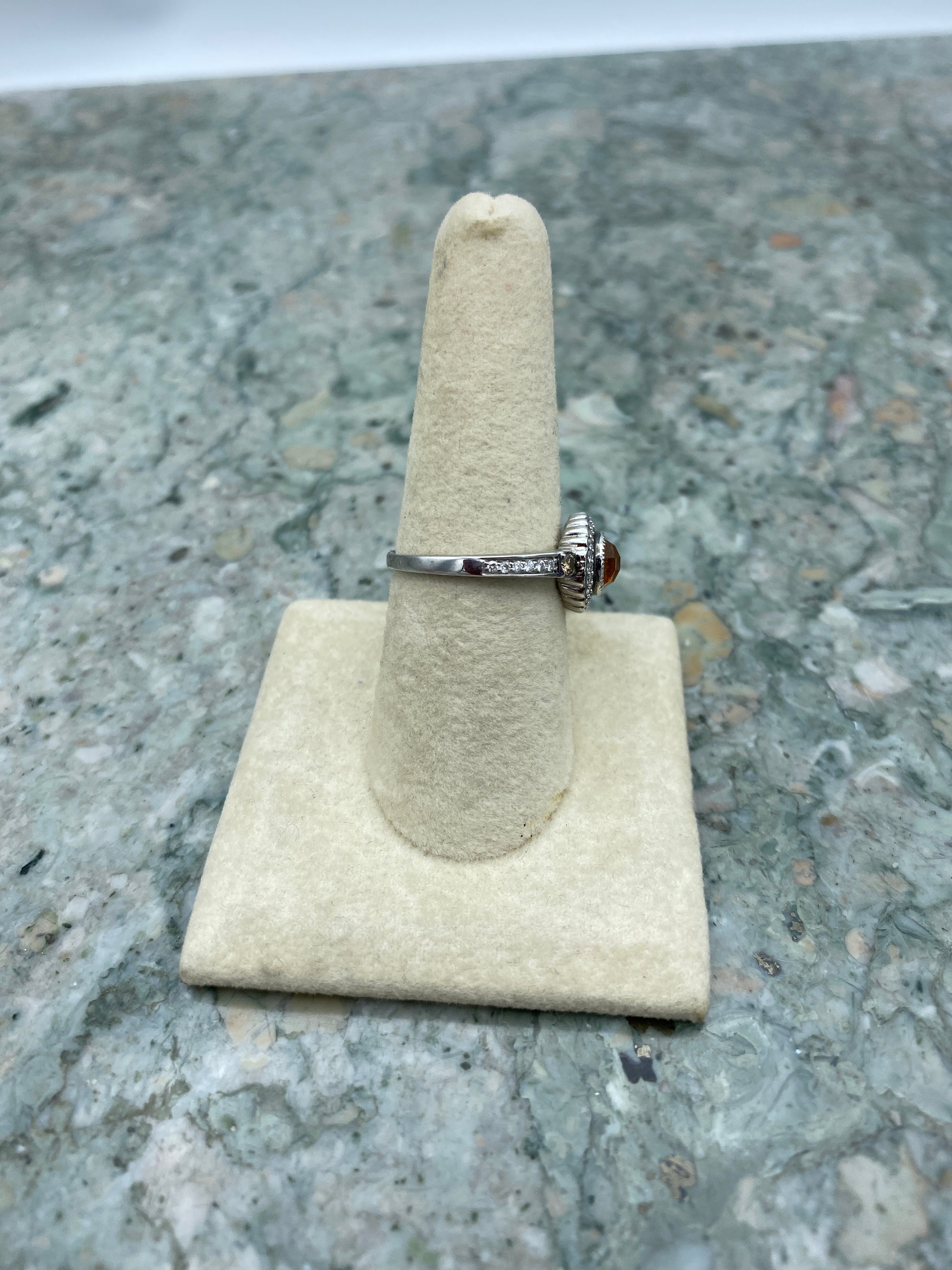 Lady's White Gold 18k 3.24 Round Citrine .4tw Diamonds 2