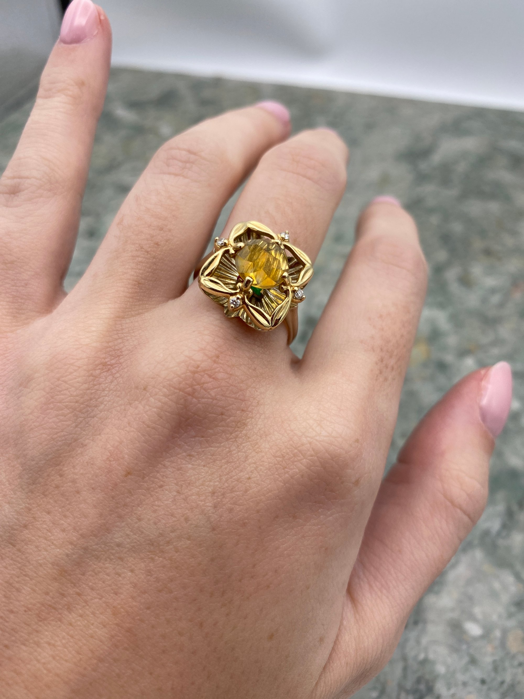 Lady's 14K Citrine Davinci Cut Ring 3