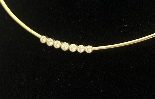 Ladies Yellow Gold 14k Collar Necklace with 7 .34tx Diamonds 4