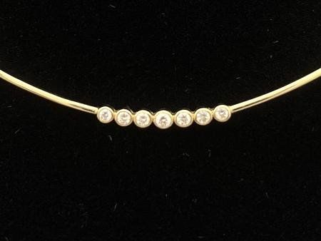 Ladies Yellow Gold 14k Collar Necklace with 7 .34tx Diamonds 2