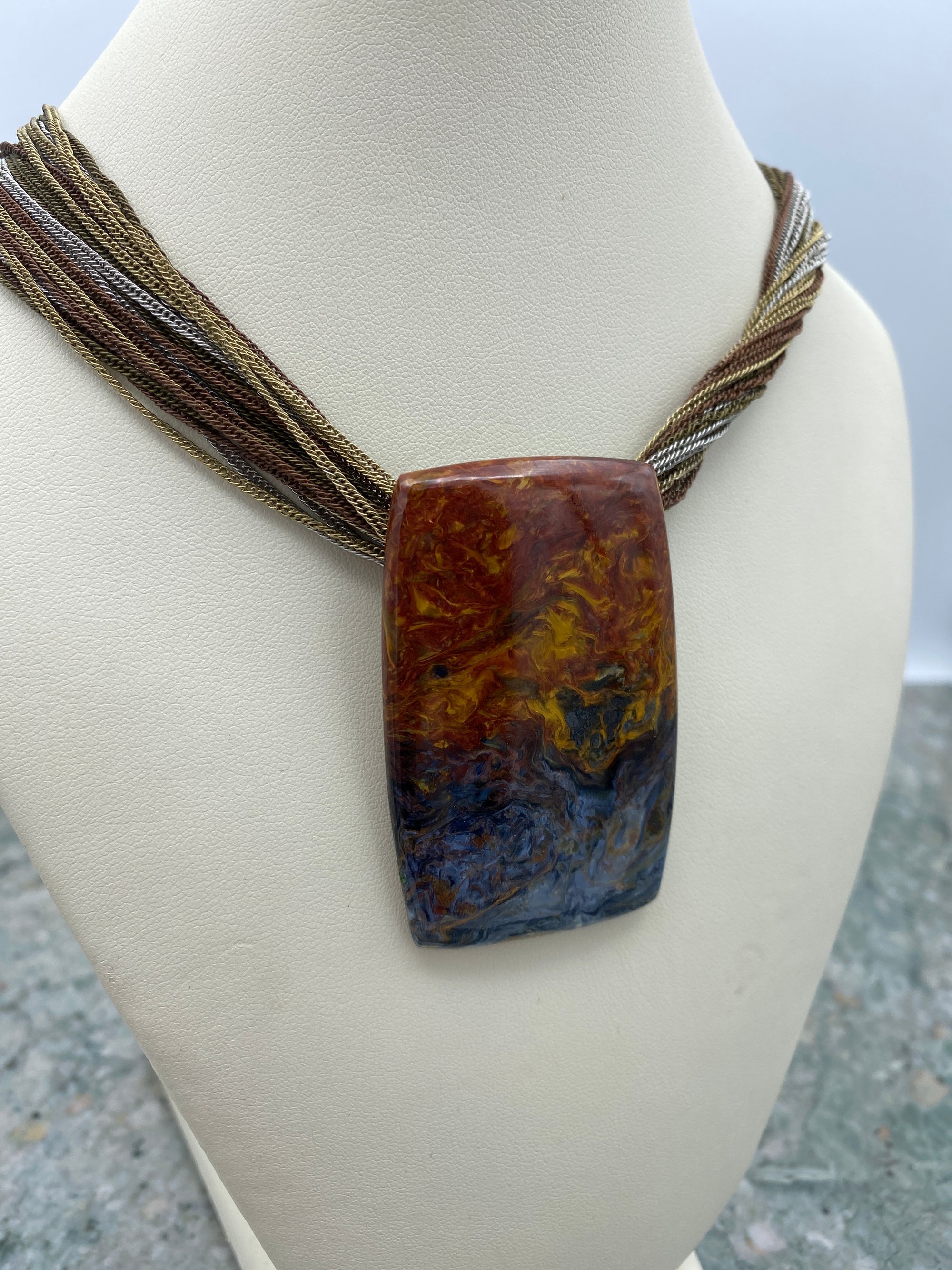 Sterling Silver Multi Chain Jasper/Chalcedony Necklace 2