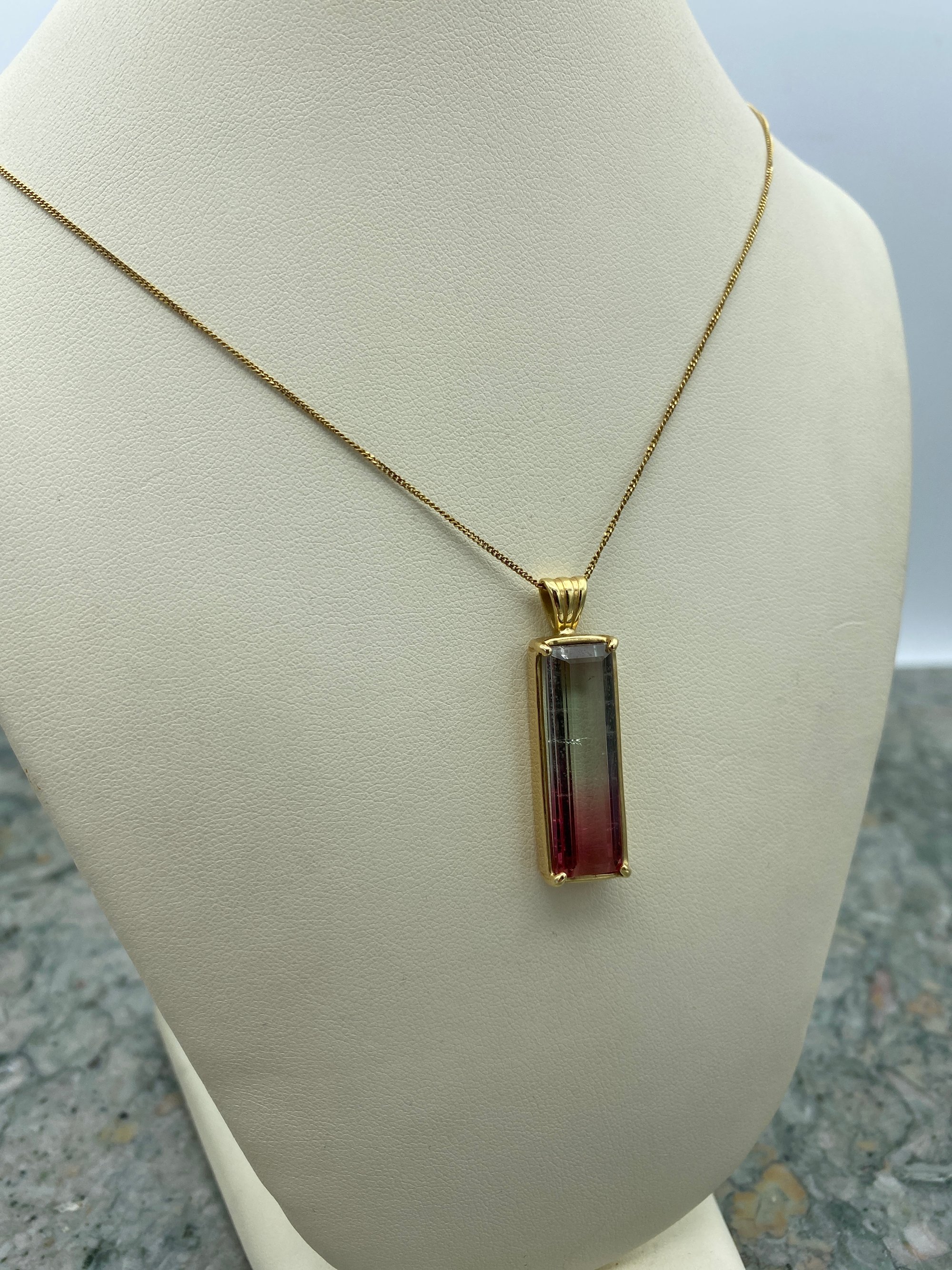14K Chain and 14k 14.45ct Tourmaline Pendant 2