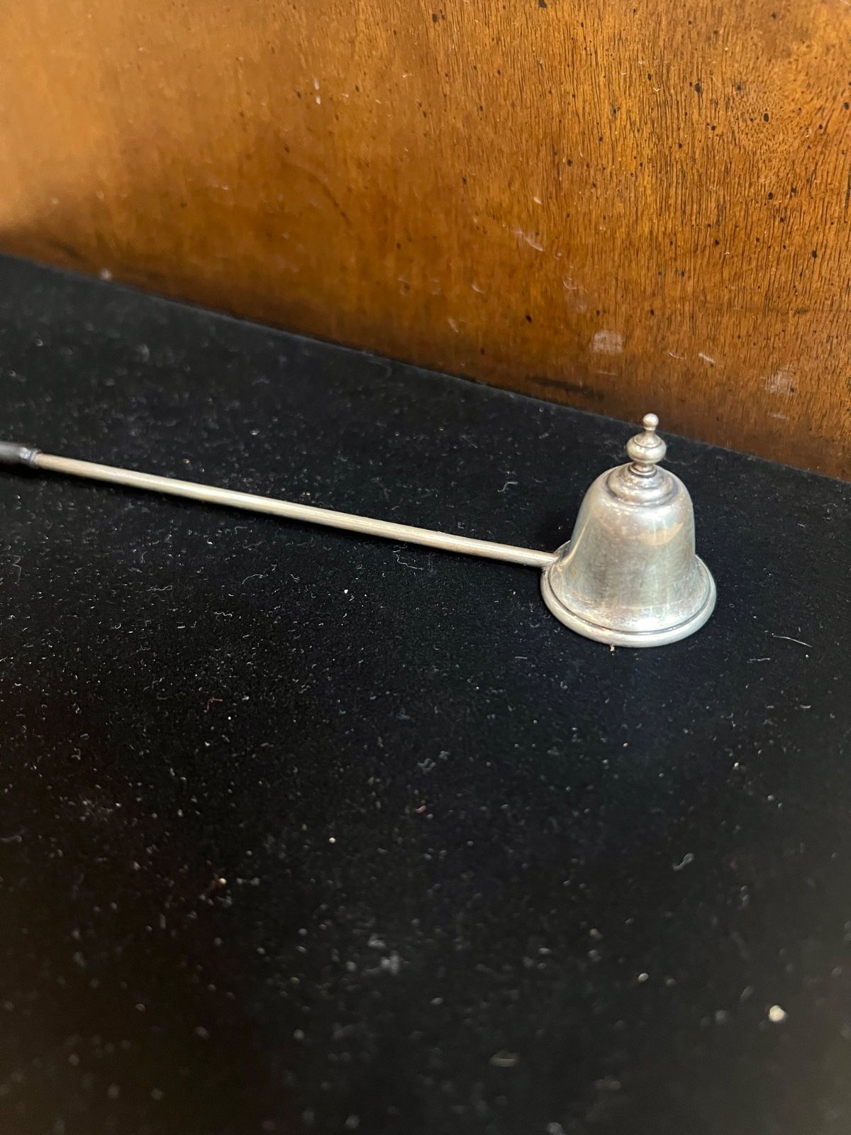 Vintage Gorham Sterling Silver Candle Snuffer w Black Lucite Molded Handle 2