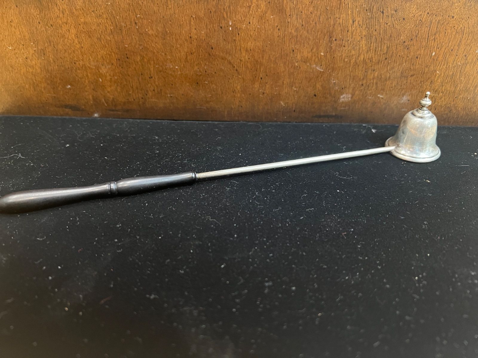 Vintage Gorham Sterling Silver Candle Snuffer w Black Lucite Molded Handle