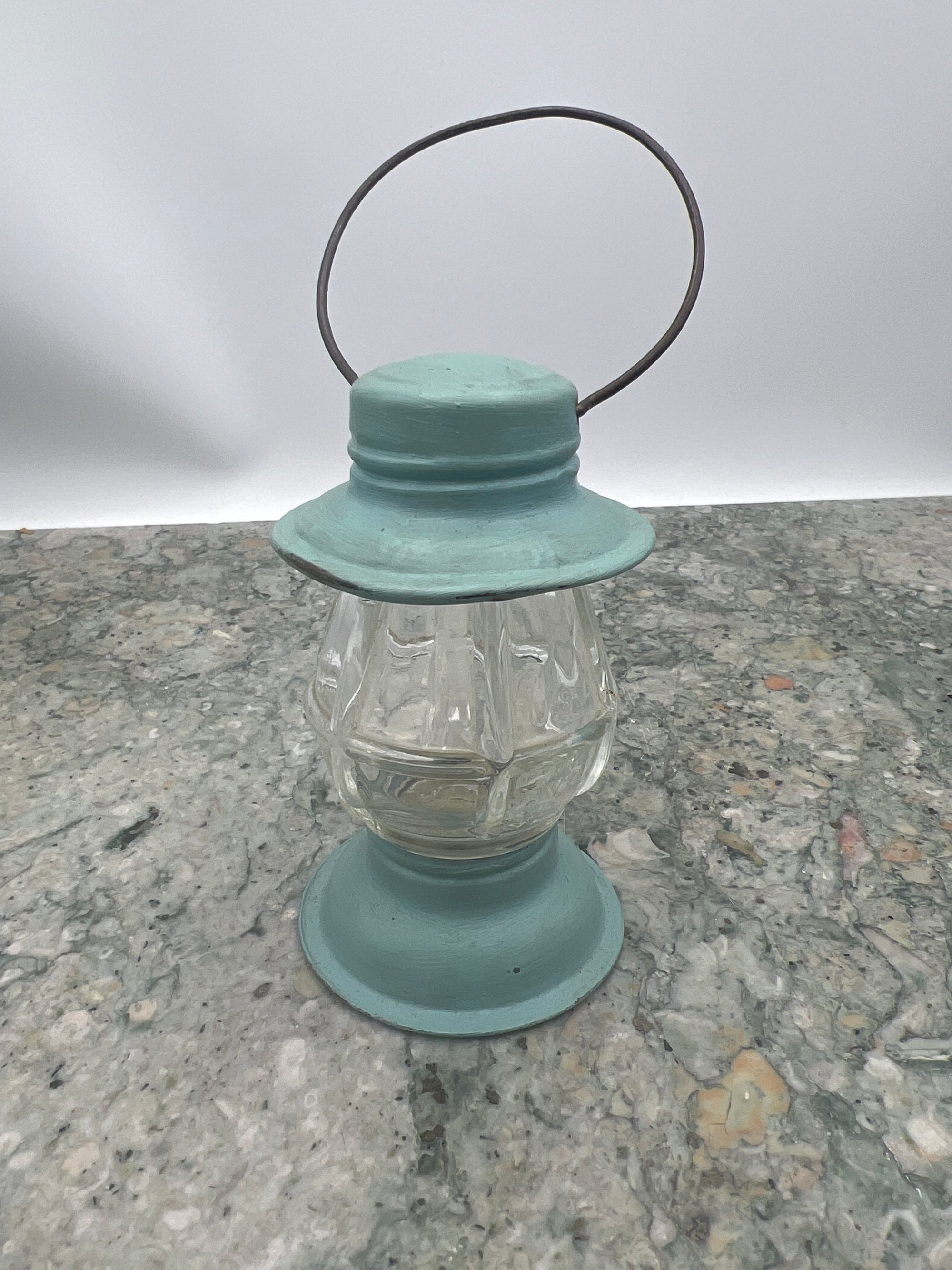 Vintage Glass Candy Container Lantern with Metal Handle USA 3