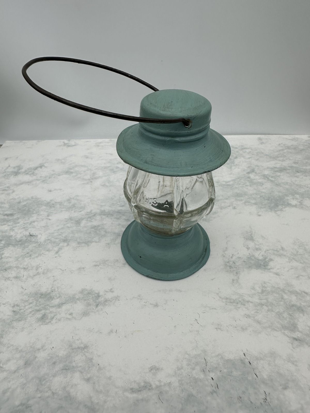 Vintage Glass Candy Container Lantern with Metal Handle USA 2