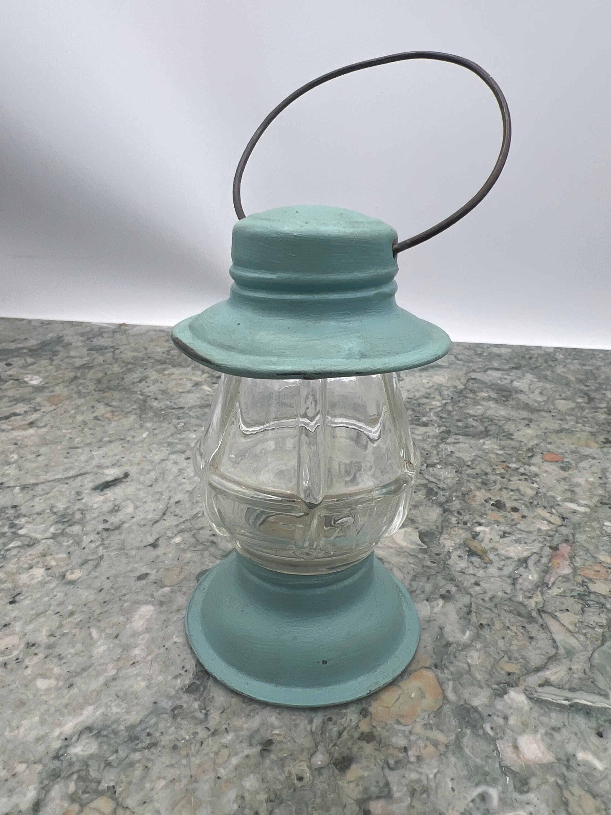 Vintage Glass Candy Container Lantern with Metal Handle USA 4