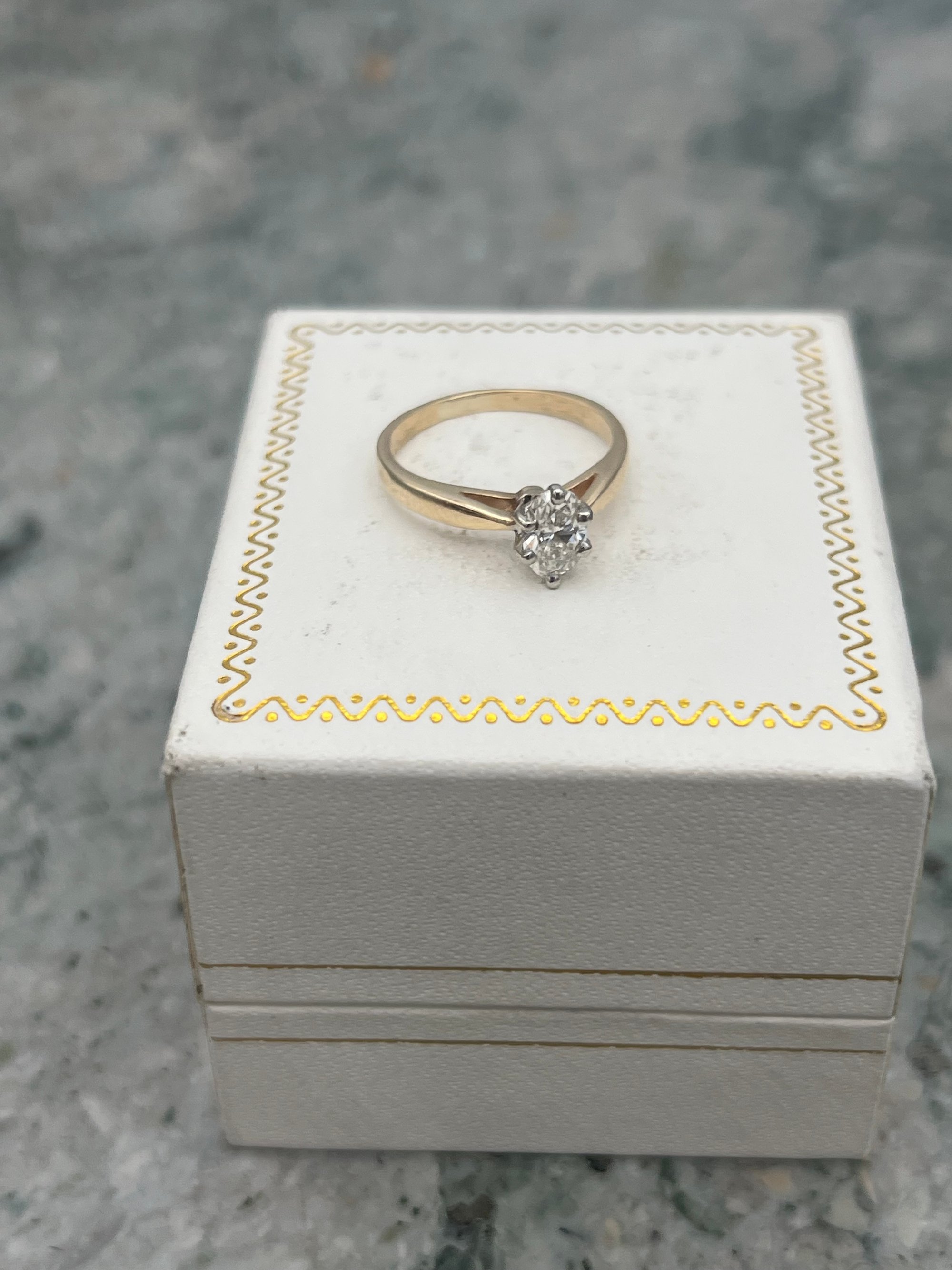 Vintage Marquise Diamond Solitaire Ring 14K Yellow Gold 3