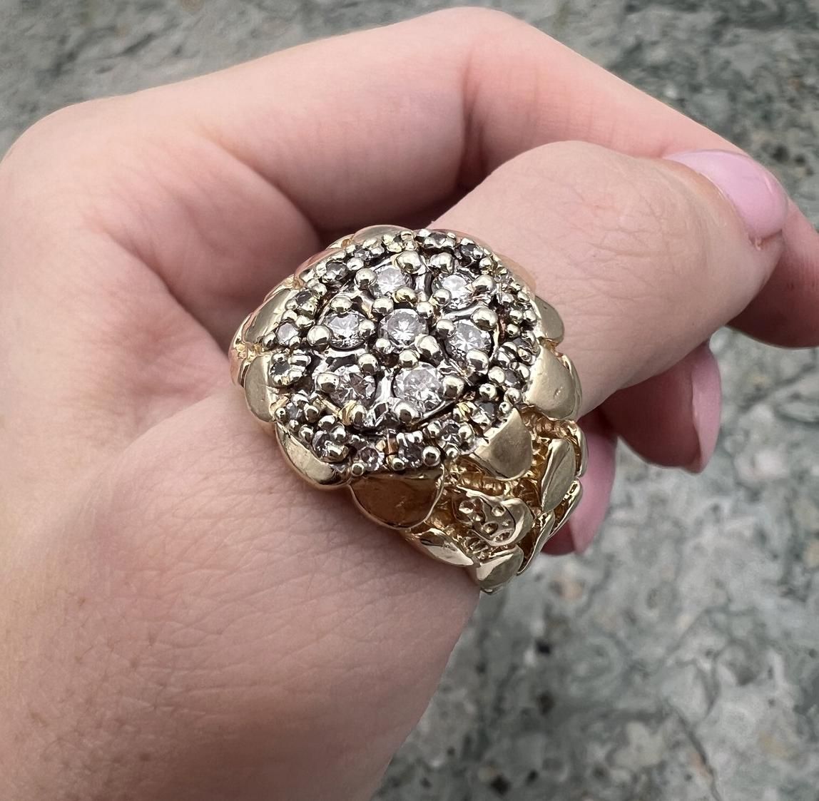 14k Vintage Gold Diamond Cluster Cocktail Ring 2