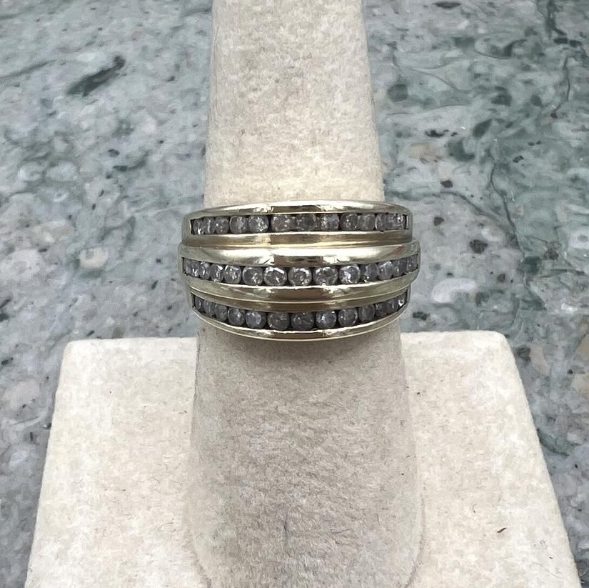 10k Vintage Gold Triple Row Channel Set Diamonds 3