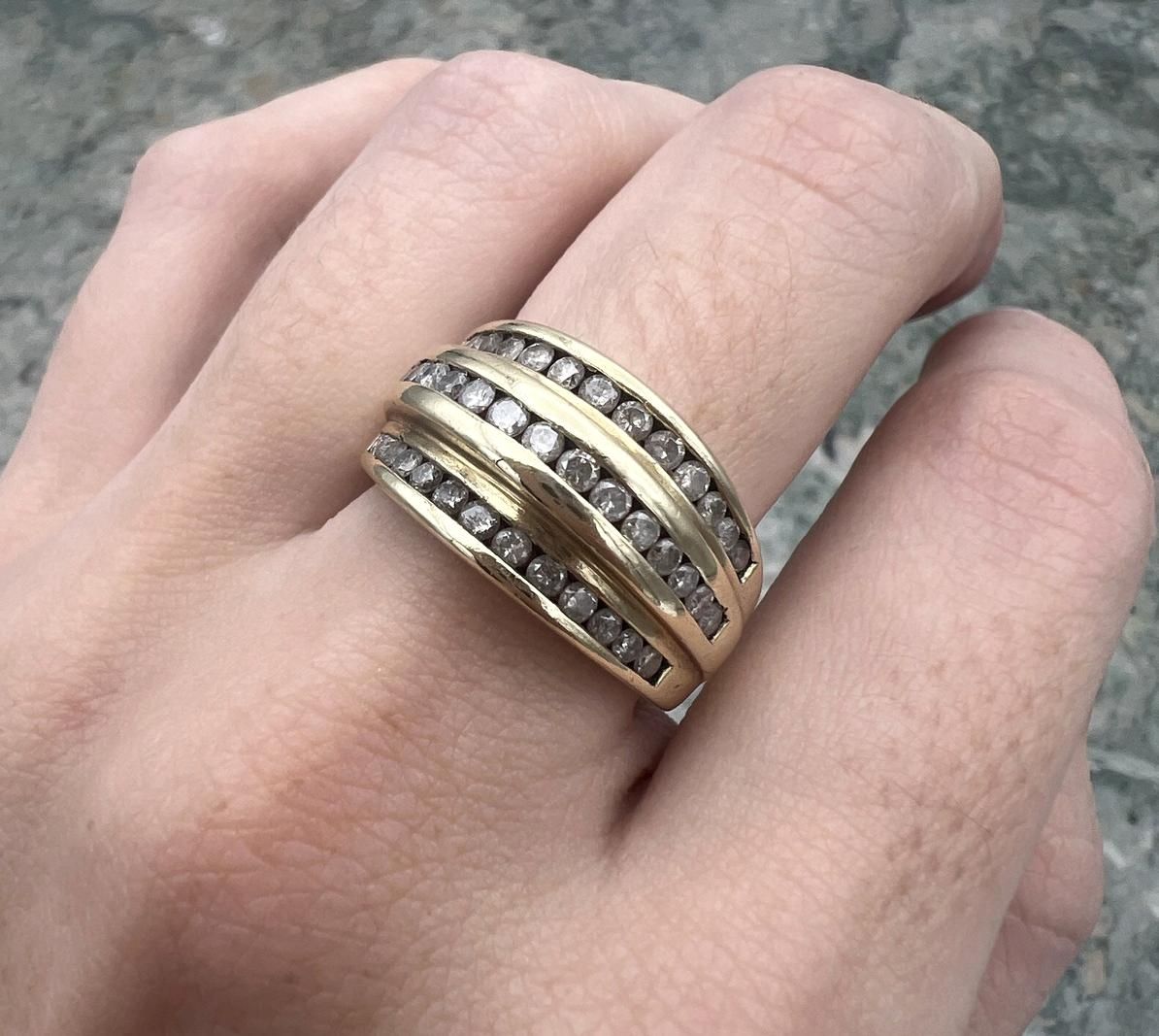 10k Vintage Gold Triple Row Channel Set Diamonds 2