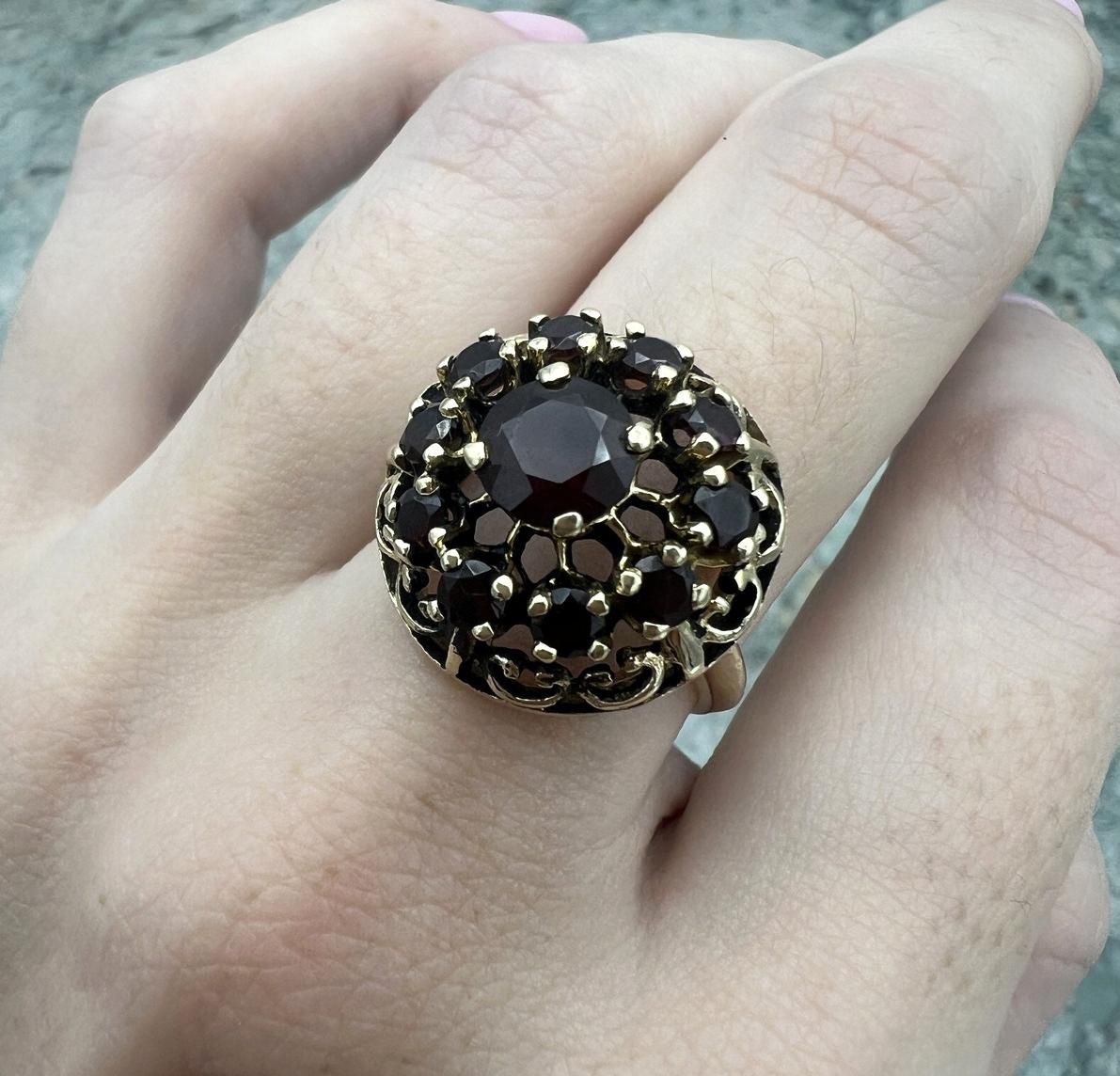 14k Vintage Bohemian Cluster Ring Gold Setting 2