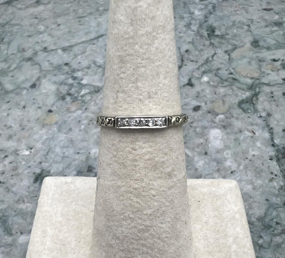 14k Vintage Two-Tone Gold Diamond Band Ring Art Deco Style 3