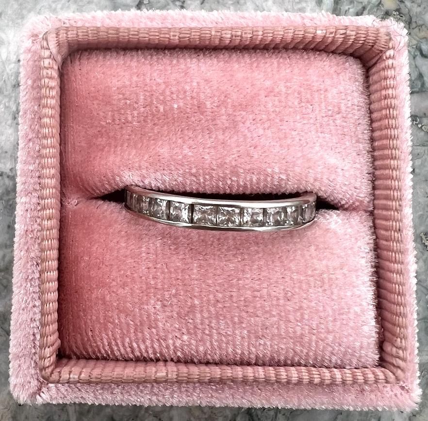 14k White Gold Channel-Set Princess Cut Band Ring