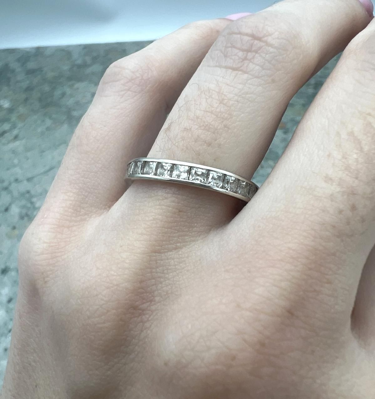 14k White Gold Channel-Set Princess Cut Band Ring 2