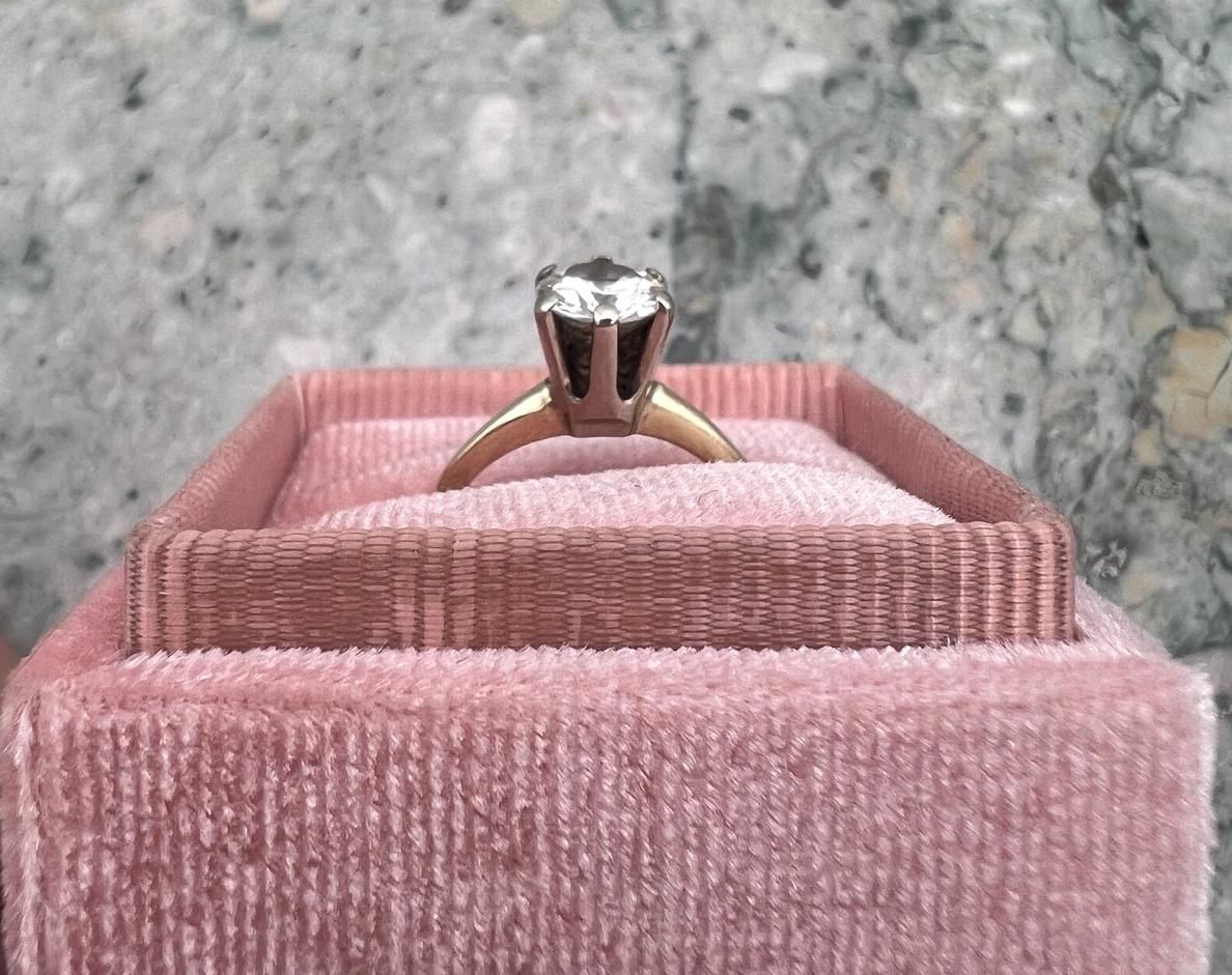 14k Round Solitaire Diamond Engagement Ring in Gold Setting 2