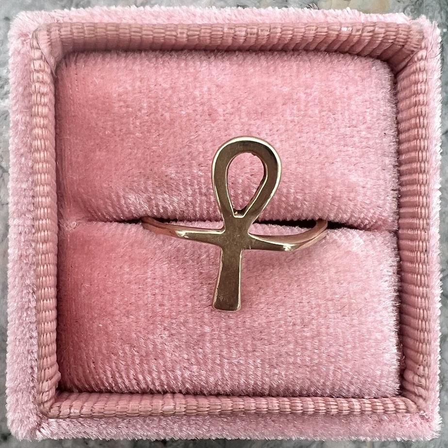 14k Gold-Tone Ankh Symbol Ring
