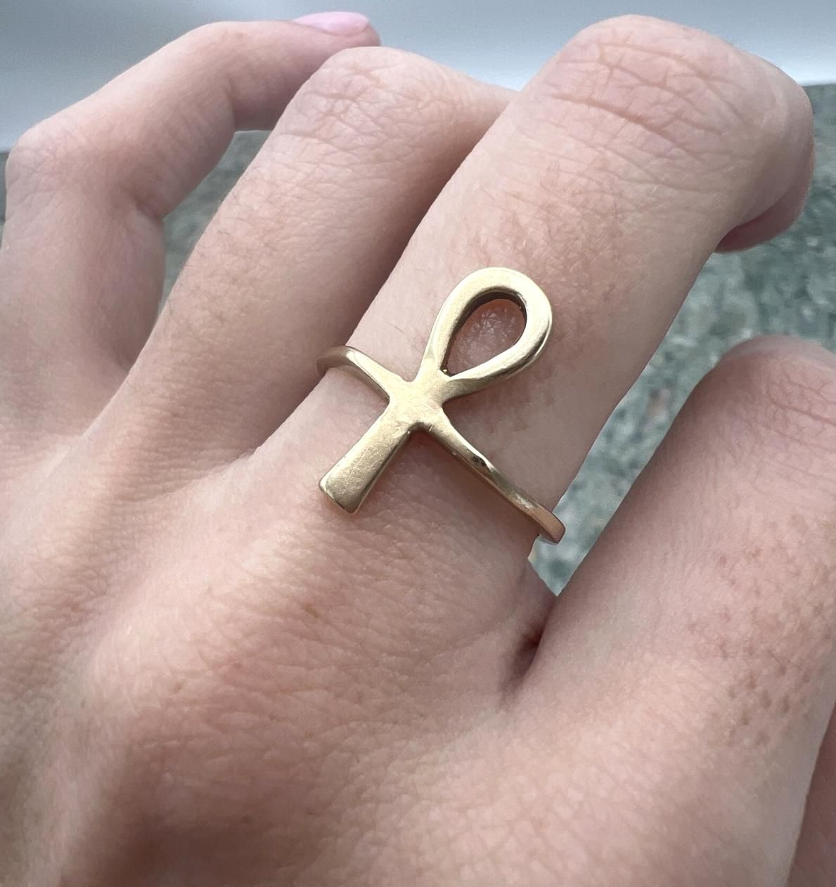 14k Gold-Tone Ankh Symbol Ring 2