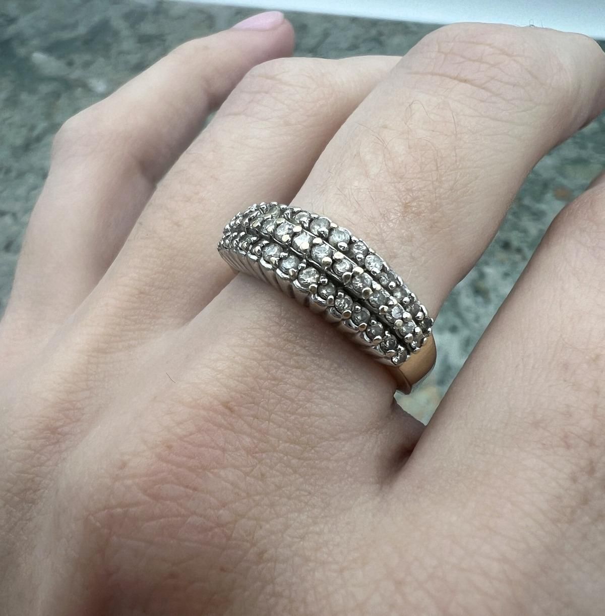 14k Vintage Pavé Crystal Dome Band Ring 2