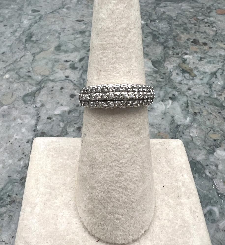 14k Vintage Pavé Crystal Dome Band Ring 3