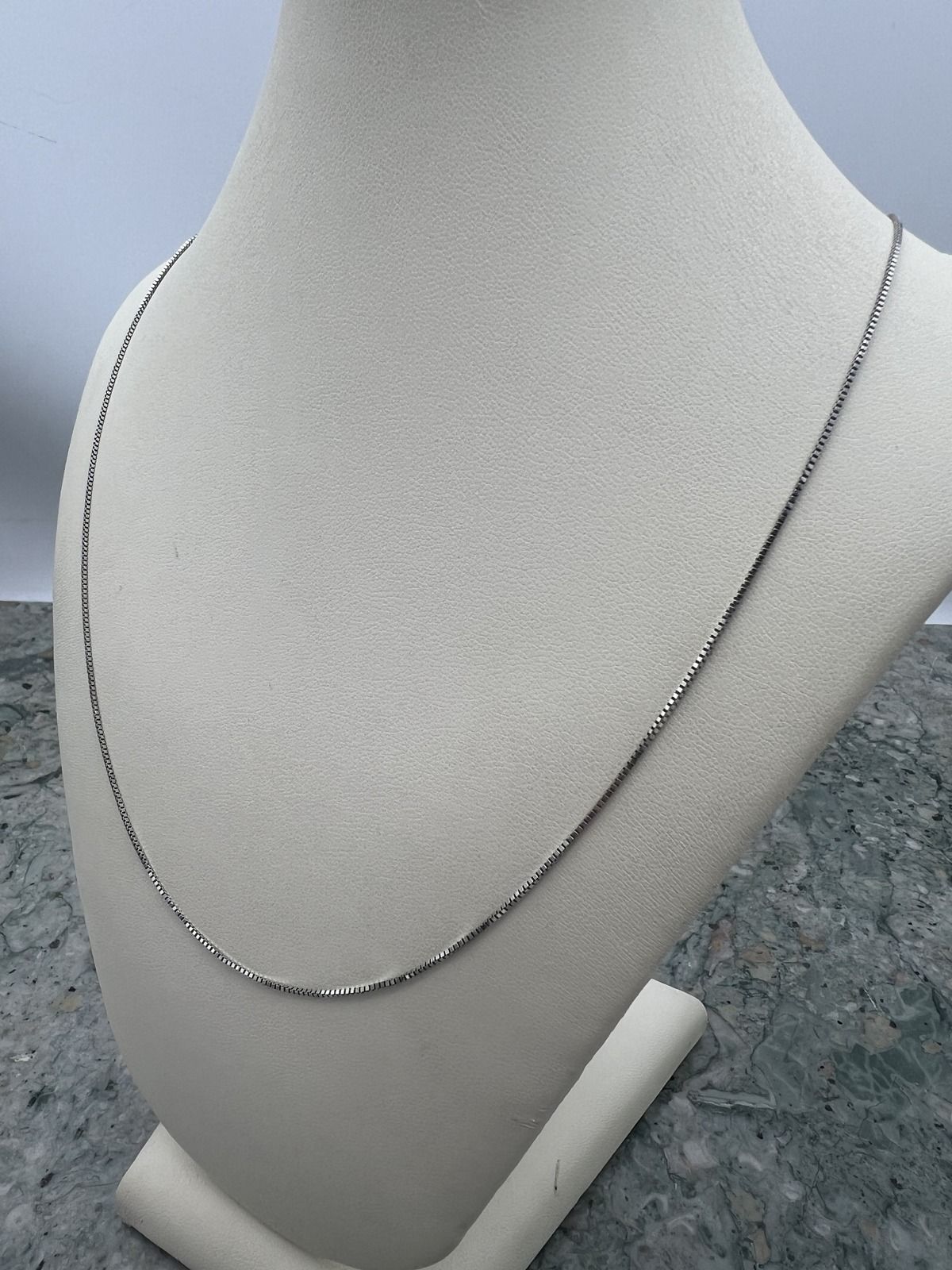 14k White Gold Box Chain Necklace, 24" Chain. Delicate Everyday 2