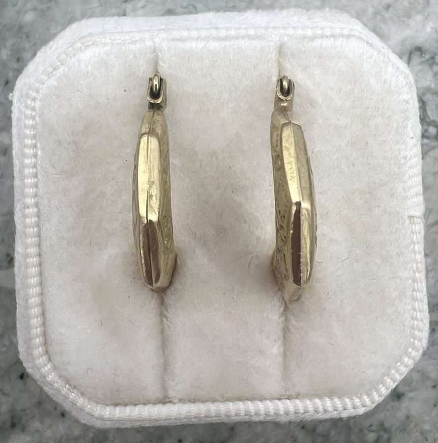 10k Gold Hoop Earrings with Hinged Closure Classic Style 3