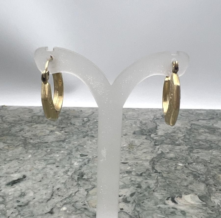 10k Gold Hoop Earrings with Hinged Closure Classic Style 4