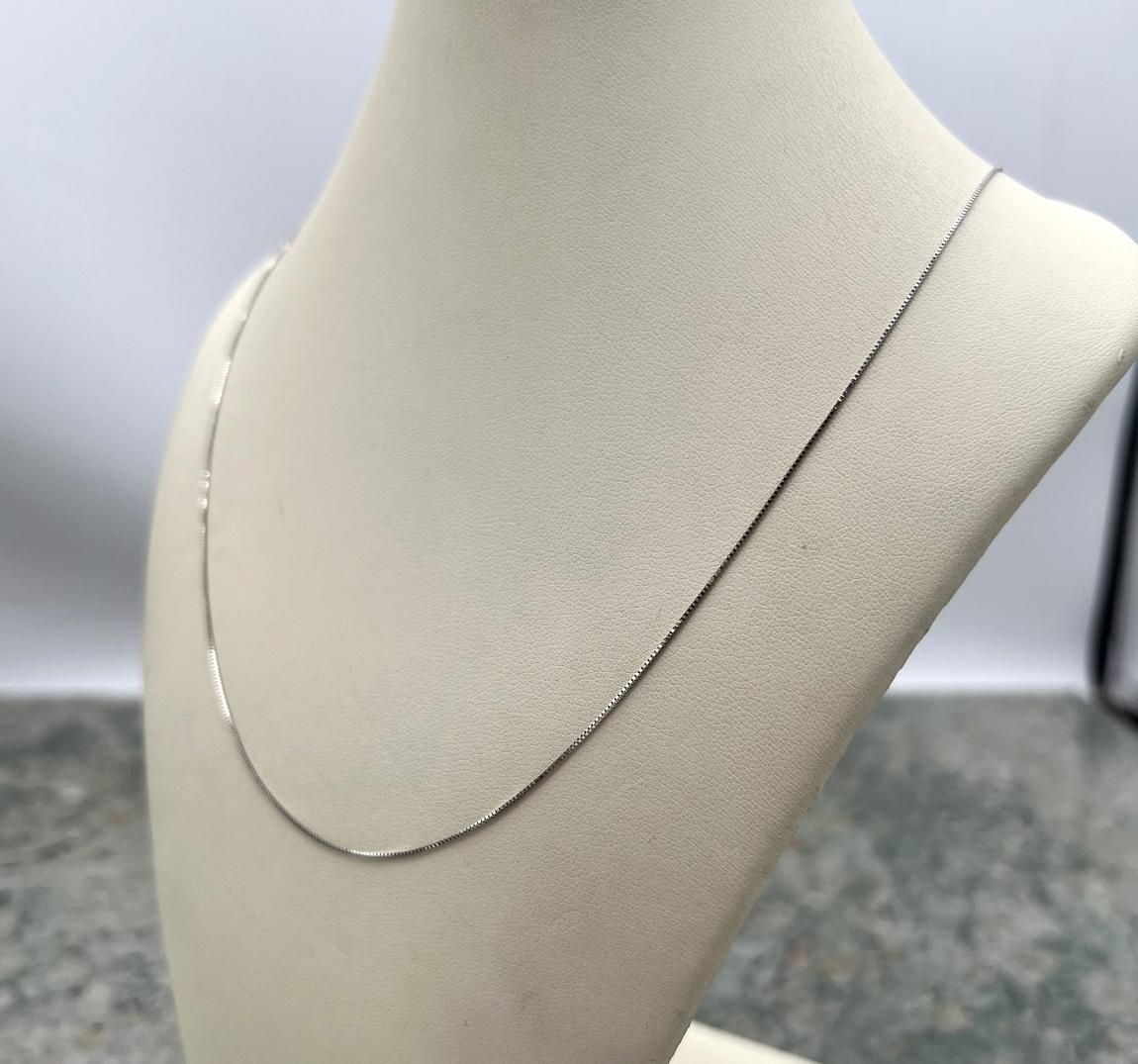 14k White Gold Box Chain Necklace Delicate Link Style. 20" Chain. 3