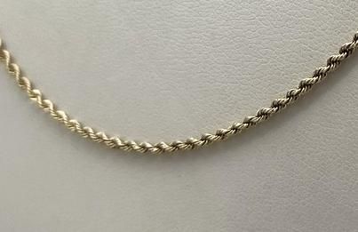 14k Gold Rope Chain Necklace Classic Style. 19" Chain. 4
