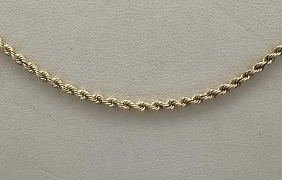 14k Gold Rope Chain Necklace Classic Style. 20" Chain. 2