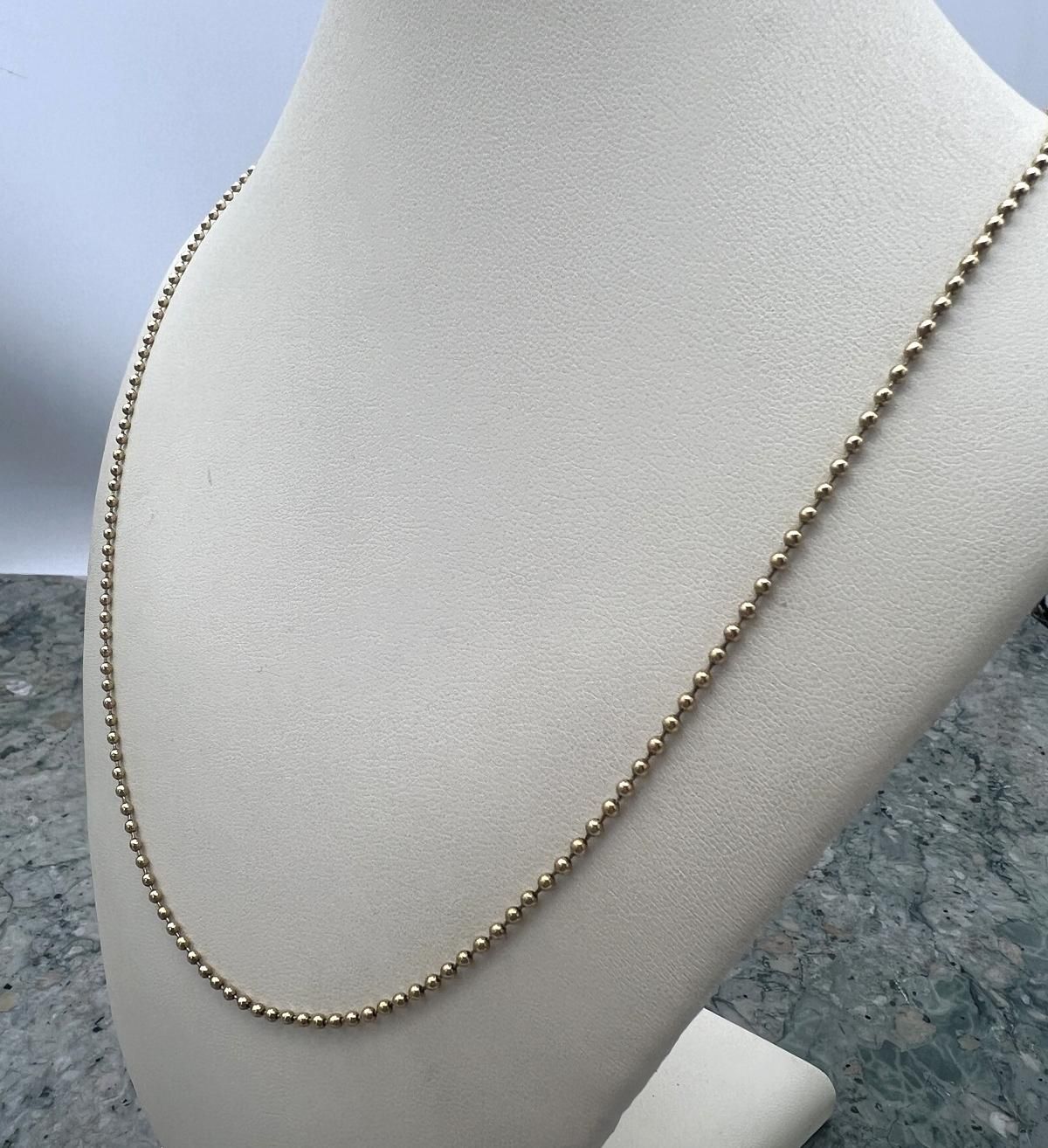 14k Gold Ball Chain Necklace Bead Link Style 3