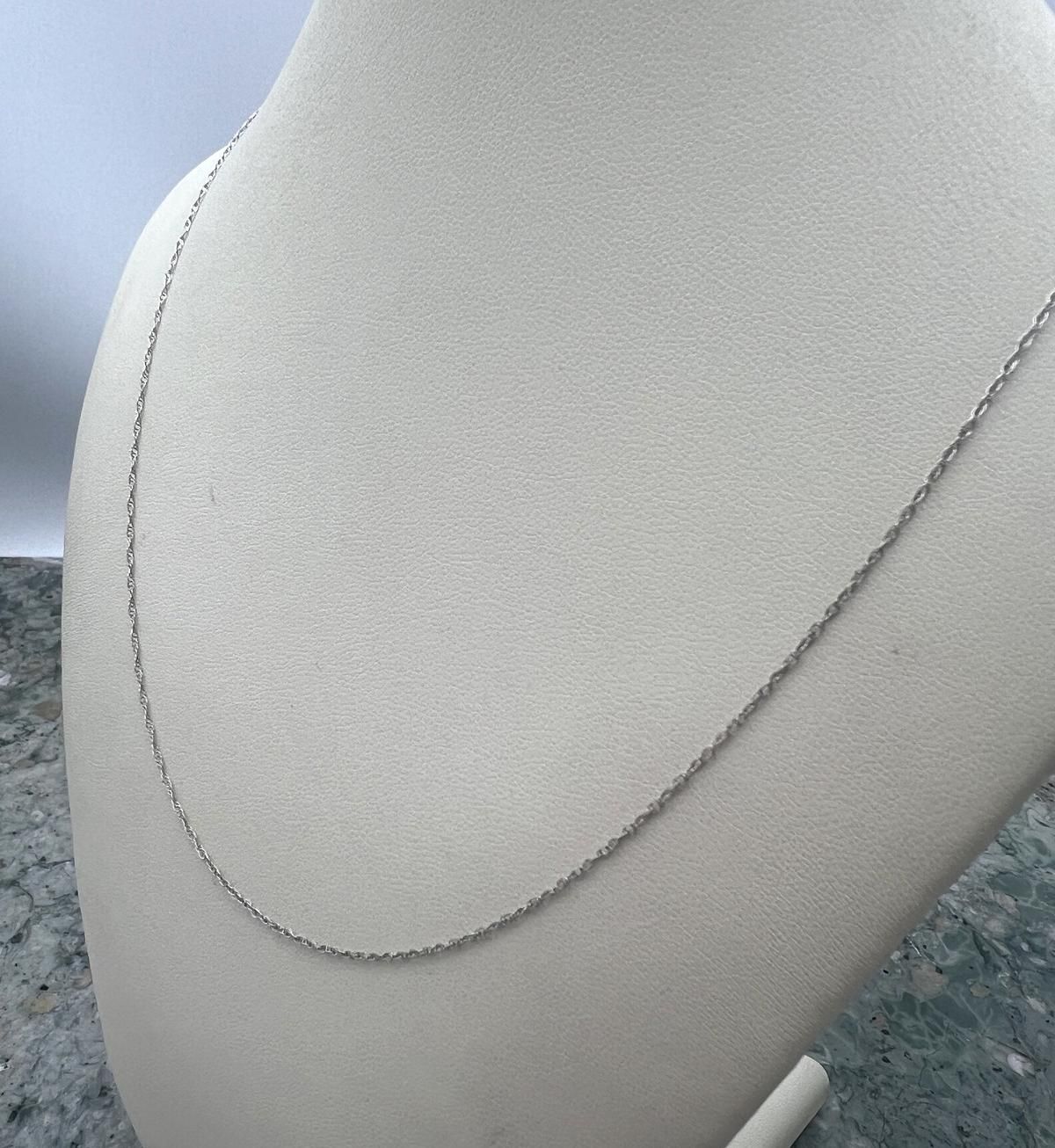 10k White Gold Delicate Cable Chain Necklace. 18" Chain.  3