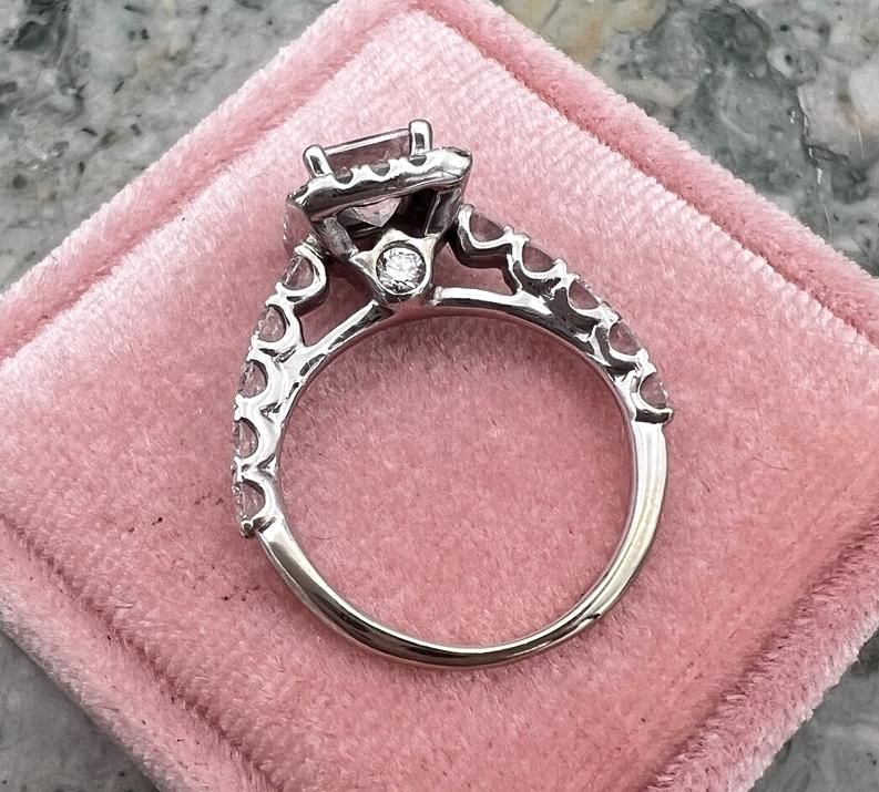 14k Princess Cut Diamond Halo Engagement Ring 3