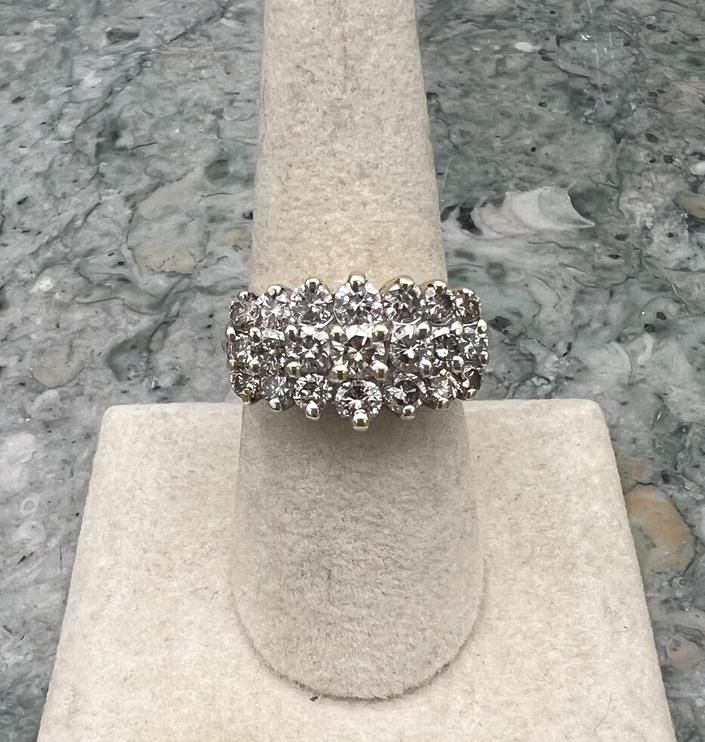 14k Vintage Moissanite Cluster Cocktail Ring 14K White Gold 3