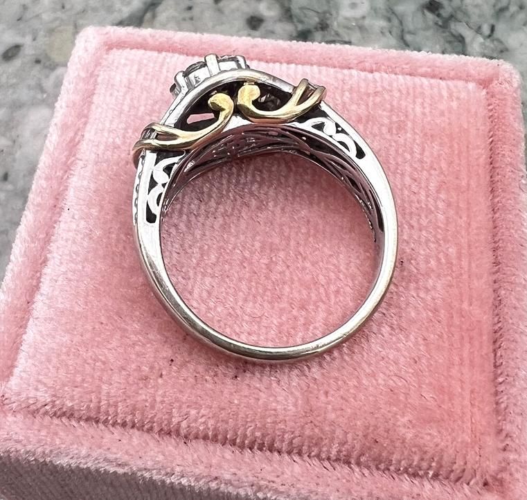 14k Vintage Two-Tone Gold Diamond Cluster Cocktail Ring 4