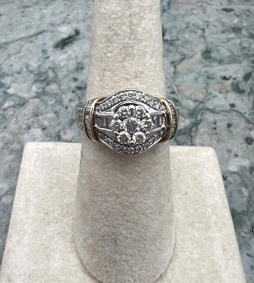 14k Vintage Two-Tone Gold Diamond Cluster Cocktail Ring 3