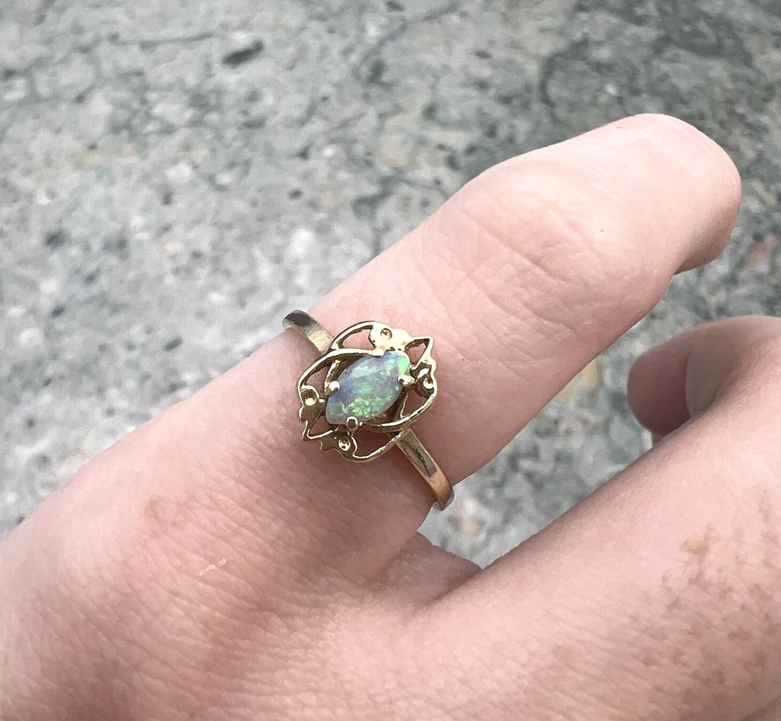 10k Vintage Gold Opal Ring Art Nouveau Style 2