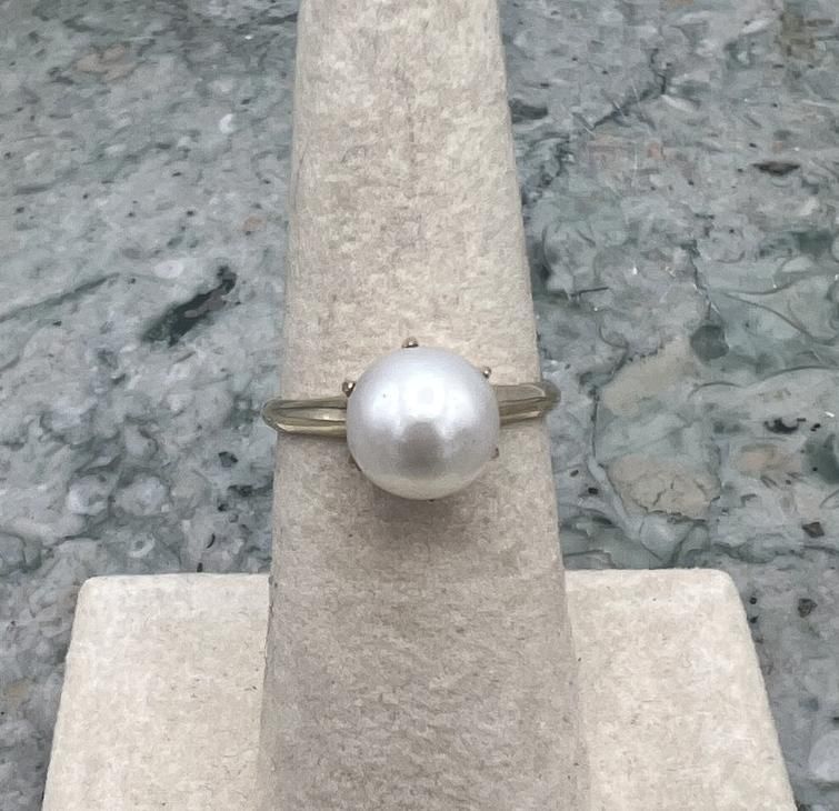 14k Vintage Gold Pearl Solitaire Ring 3