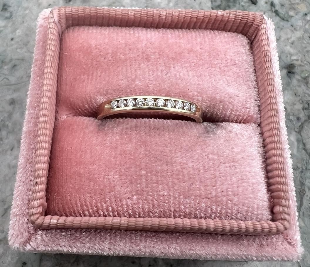 14k Vintage Gold Channel-Set Diamond Wedding Band 2