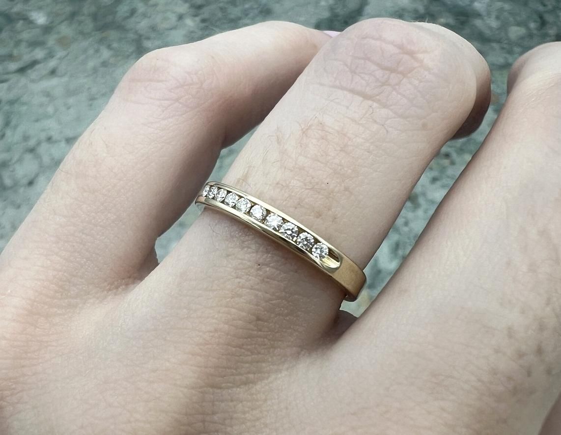 14k Vintage Gold Channel-Set Diamond Wedding Band 2